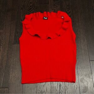 D&G knit angora sleeveless sweater with ruffle